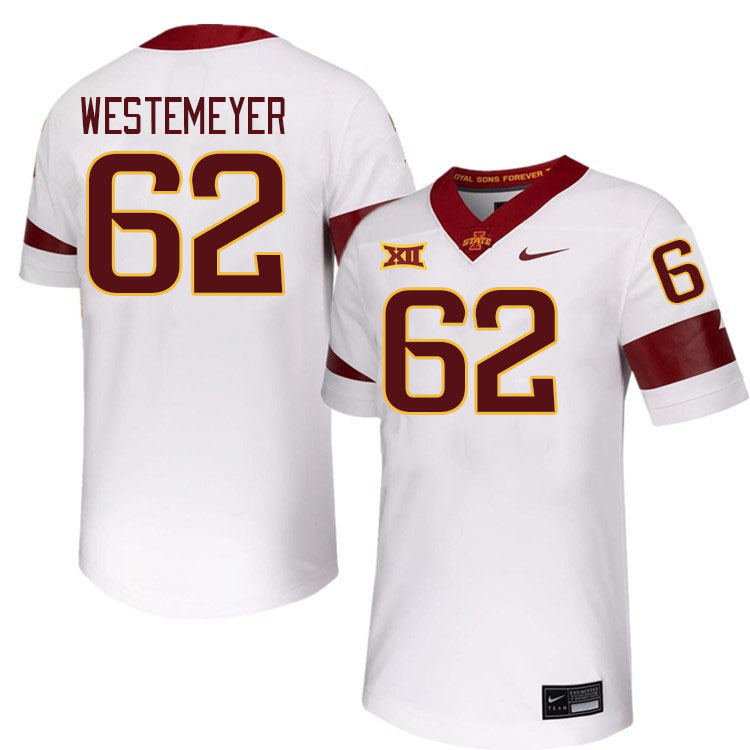 Men #62 Owen Westemeyer Iowa State Cyclones College Football Jerseys Stitched-White